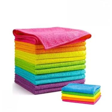 Imagem de Kit Panos Microfibra Toalha Mágica Carro Reutilizável Flanela Limpa Vidro(20 unidades)