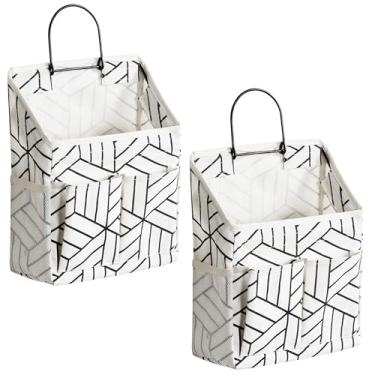 Imagem de HZZTY BRNY Bolsa de armazenamento para pendurar na parede, organizador de bolsos de tecido de linho para armário de porta pequena, impermeável, multifuncional para sala de estar, quarto, banheiro,