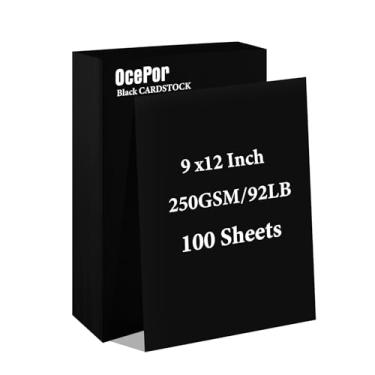 Imagem de 100 folhas de cartolina preta 22,9 x 30,5 cm, 41,7 kg/250 g/m², papel grosso para cartão, papel pesado para impressora, currículo, álbuns, arte, artesanato, cartões de visita