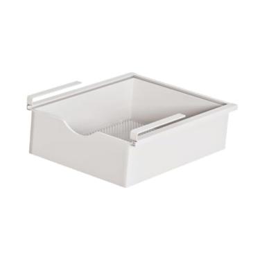 Imagem de WeiLaiKeQi Cesta sob a prateleira, cesta extraível para armário, suporte multifuncional para pendurar e organizador de roupas íntimas com gaveta, Branco