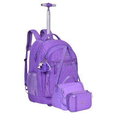 Imagem de Kit Escolar Matelassê Rebecca Bonbon Mochila Rodinhas + Lancheira + Estojo 100 Lápis