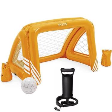 Imagem de Trave inflável flutuante intex polo aquático futebol + bomba de ar man