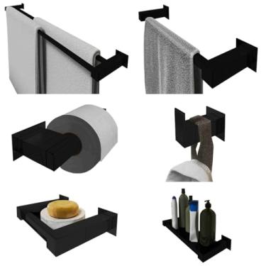 Imagem de Kit Acessórios Banheiro/lavabo [6 Peças] Aço Inox 304 Preto Fosco [Q6FPF]