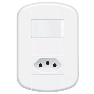 Imagem de Interruptor Simples 16A/250 Volts e Tomada 2P+T 10A/250 Volts - Distanciado - Blanc Mais - 11339244 - FAME
