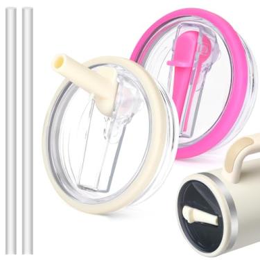 Imagem de 2 pacotes de substituição de tampa de canudo flip de 850 g compatível com Stanley Quencher, substituição de tampa à prova de vazamento para Stanley H2.0 FlowState Tumbler, tampa de copo à prova de