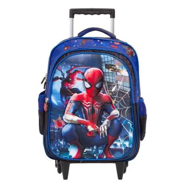 Imagem de Mochila Infantil Menino Spider Man Azul 3D Rodinha Toys 2U