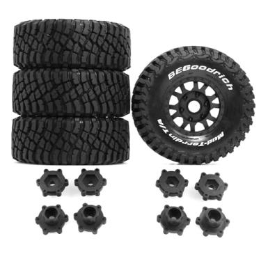 Imagem de REDSPIDER 1/7 1/8 RC Short Course Truck & Buggy Tires Wheels Set 12/14/17mm Hex Adapter OD 4.96'' for Traxxas UDR ARRMA Mojave 4S 6S Losi TLR FS FSR Atom Serpent 8SC Hobao Xray Tekno (Black)