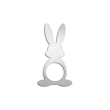 Imagem de Porta Guardanapo Coelho Frente Kit 4 Peças 5,5cmx10cm- Cria Arte Laser Prata