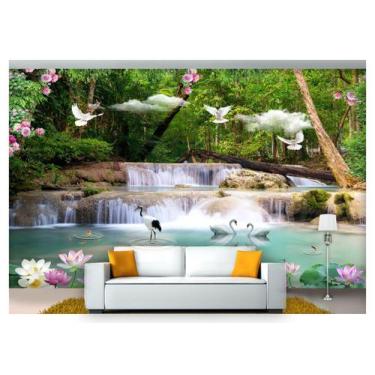 Imagem de Papel De Parede Cachoeiras Animais Pássaros 3D 7,50M² Xch07 - Você Dec