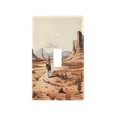Imagem de Blueangle Capa para placa de parede para interruptor de luz - Western Cowboys Capa decorativa para tomada de parede, tamanho 1 gangue 4,53 x 2,76 polegadas (49)