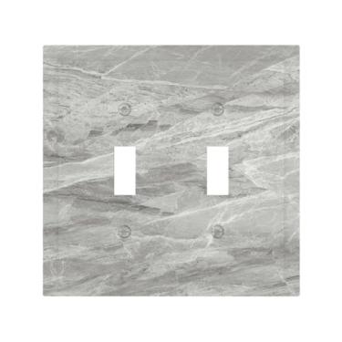 Imagem de Nadoabtm Capas decorativas para placa de interruptor, textura de mármore cinza natural, 2 gangues, interruptor de luz, interruptor de luz para decoração de cabine de cozinha