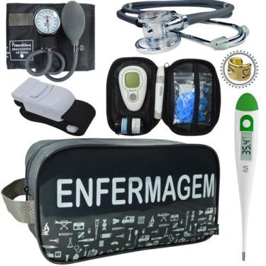 Imagem de Kit Enfermagem Esteto Com Medidor Glicose Aparelho Pressão - Love Saud