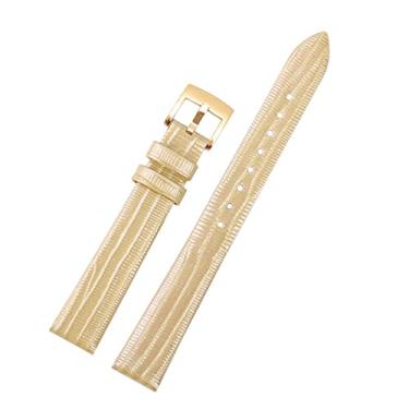 Imagem de SAAWEE Pulseira feminina de couro genuíno para Armani AR1681 1683 1882 1926 1726 Pulseira macia fina (ouro champanhe)