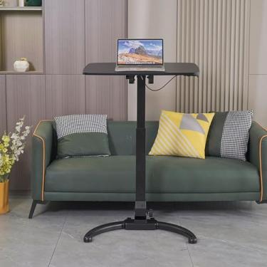 Imagem de Mesa de pódio móvel multifuncional, mesa ajustável para sentar em pé, suporte para laptop com rolamento, pódio portátil para sala de aula, igreja, casa, escritório (branco)