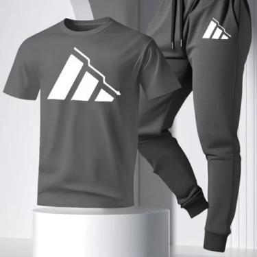 Imagem de Kit Conjunto Camisa Calça Moletom Camiseta Casual Masculino Urbano Ten