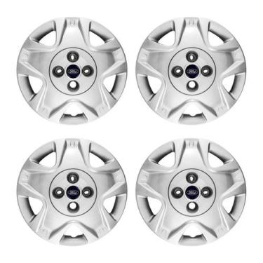 Imagem de Jogo Calota Aro 14 Ford Fiesta Hatch 2011 2012 - 2016 Emblema Resinado