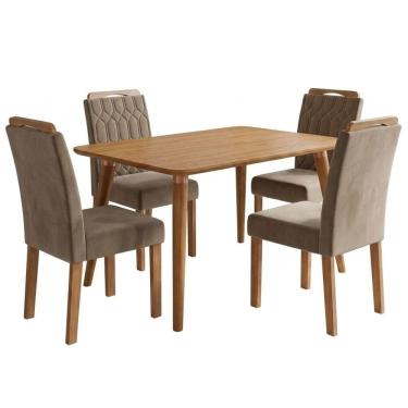 Imagem de Conjunto de Jantar Adele e Paola 4 Lugares Tampo em MDF 130cm X 80cm com Cadeiras Estof...