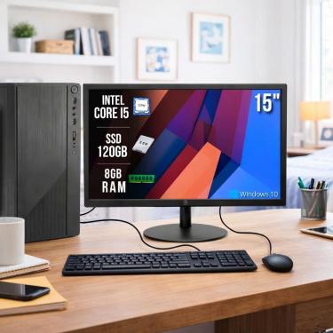 Imagem de Computador Completo de Mesa Cpu Pc Torre Intel Core I5 8gb Ssd 120gb Monitor 15 Windows...