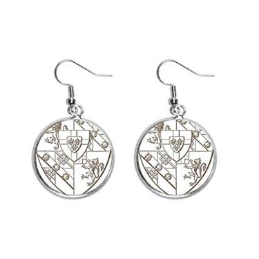 Imagem de Brinco feminino com estampa de concha de leão barroco e estampa de ilustração com pingente de orelha de prata