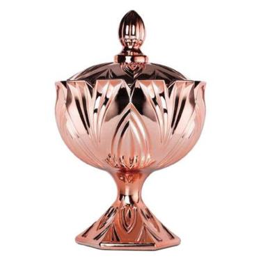 Imagem de Potiche Decorativo Cristal C/Tampa Spear Rose Metalico - Wolff