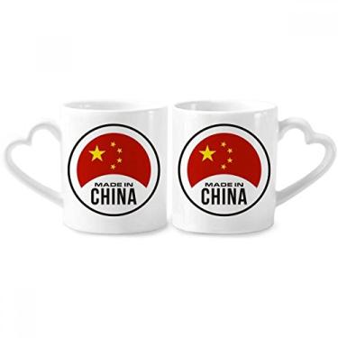 Imagem de Conjunto de canecas de porcelana para casal chinês redondo nacional chinês xícara de cerâmica para amantes alça de coração