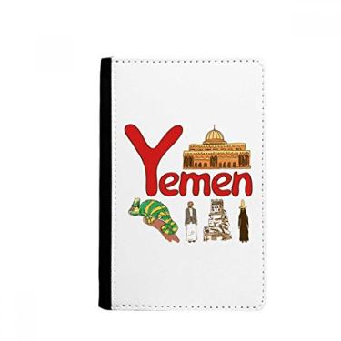 Imagem de Porta-passaporte com símbolo nacional do Iêmen com estampa de marco e porta-cartões Notecase Burse