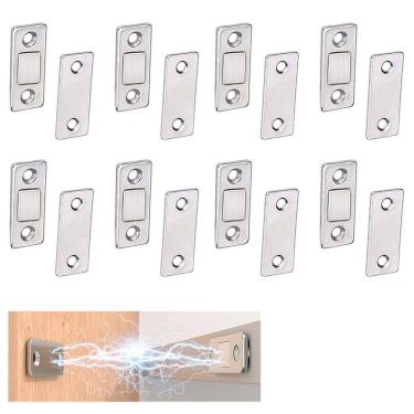 Imagem de Fecho Magnetico Inox Ima Trava Fecha Janela Gaveta Armario Porta Resistente Multiuso Ultrafino