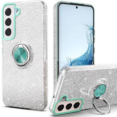 Imagem de PeeTep Capa para Galaxy S24 Plus, Slim Fit Glitter Sparkly Case com suporte de anel de 360°, suporte magnético para carro, capa protetora durável e absorvente de choque para Galaxy S24 Plus de 16,7 cm