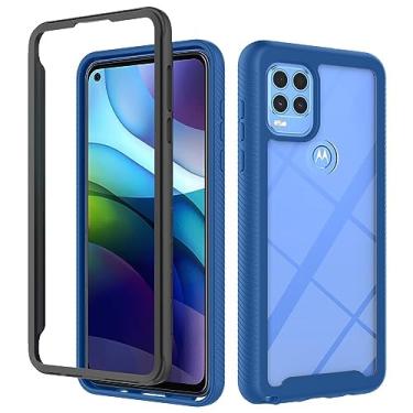 Imagem de Asuwish Capa de telefone para Moto G Stylus 5G 2021 com protetor de tela de vidro temperado e suporte fino híbrido resistente capa protetora Motorola GStylus G5 XT2131DL Kickstand mulheres homens azul