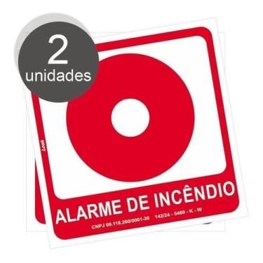 Imagem de Kit com 2 Placas de Sinalização - Emergência: Alarme de Incêndio Fotol