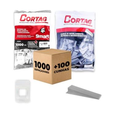 Imagem de Espaçador Nivelador Cortag 3,0 mm Smart C/ 1000 Pçs Cunhas Niveladora Eco C/100 Pçs P/Azulejo Cerâmica Porcelanato Kit Profissional