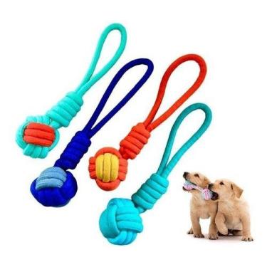 Imagem de Brinquedo para Cachorro Cães Pet Corda com Mordedor e Puxador Para Cãe