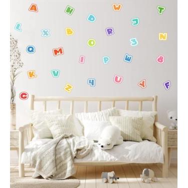 Imagem de Adesivo de Parede Alfabeto Letras Números de 0 a 9 Colorido - Adesivos