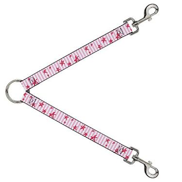 Imagem de Buckle-Down Divisor de coleira para cães com desenho de estrelas e listras rosa e branco fúcsia 3,5 cm de comprimento e 2,5 cm de largura
