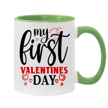 Imagem de SpreadPassion Caneca de café My First Valentines Day, presente para namorado e namorada, ideia de presente de dia dos namorados, presente para marido e esposa, ideia de presente de aniversário do dia