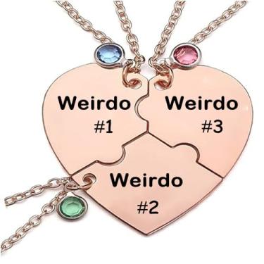Imagem de ZNTU Colar Weirdo 1 Weirdo 2 Weirdo 3 Colar Coração Bff para 3 Colares de Melhor Amigo Joias Irmã Amizade, Strass, Strass