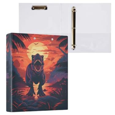 Imagem de Fichário com 3 anéis de dinossauro de 3,8 cm, fichário com 200 folhas para mulheres, homens, escritório, crianças, material escolar, 1 pacote