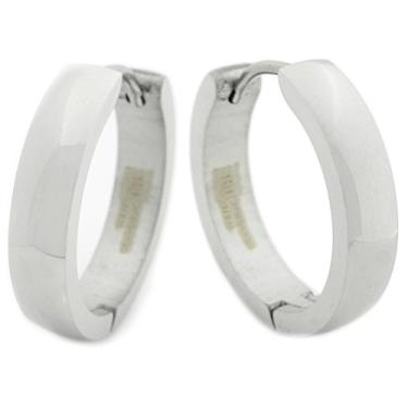 Imagem de Brincos masculinos de argola redonda com rosto curvado de aço inoxidável prata polida, 20 mm