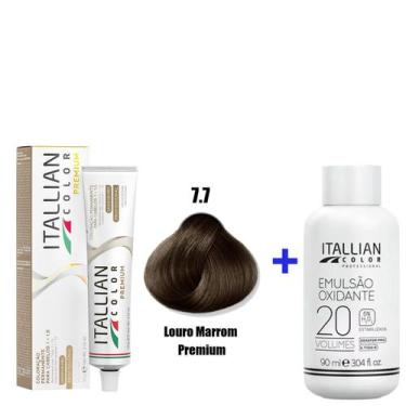 Imagem de Kit Coloração Itallian Premium 60g Louro Marrom (Choc.Clarro) 7.7 + Em