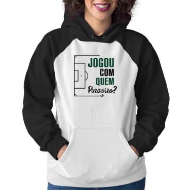 Imagem de Moletom Feminino Jogou com quem parceiro - Foca na Moda, Branco, Preto