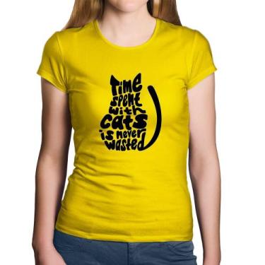 Imagem de Baby Look Algodão Time spend with cats is never wasted - Foca na Moda,