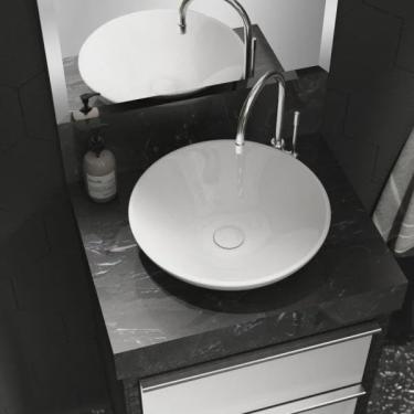 Imagem de Bancada Lavatório em Porcelanato para Banheiro 50cm Top para Cuba de Apoio