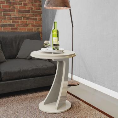 Imagem de Mesa De Apoio Redonda Em mdf Artely Tutti Cor Off White