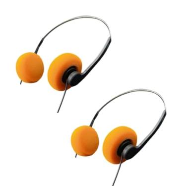 Imagem de Galepromot 2 peças de fone de ouvido laranja retrô, fones de ouvido vintage Feelings, retrô leve, fone de ouvido estéreo Hi-Fi, para a maioria dos telefones celulares, fones de ouvido Pevices