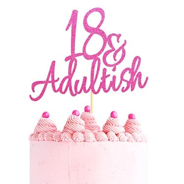 Imagem de Arthsdite Topo de bolo para 18 anos e adultos, palito de bolo de 18 anos e adultos, decoração de bolo de aniversário de 18 anos, suprimentos de decoração de festa de feliz aniversário de 18 anos
