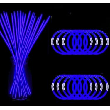 Imagem de NUDALA 200 Peças De Pulseiras De Bastões Luminosos Azuis, Colares Que Brilham No Escuro, Suprimentos Para Festas, Pacote De Bastões De Luz De 8 Polegadas Com Conectores Para A Páscoa, 4 De Julho, Lemb