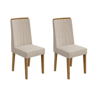 Imagem de Kit 2 Cadeiras De Cozinha Exclusive Amêndoa-linho Bege Rinzai - Lopas