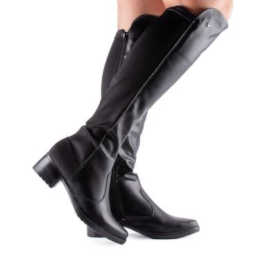Imagem de Bota Cano Longo Mississipi Feminina Preta Salto Baixo Confortável ME123 - Feminino