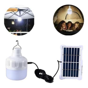 Imagem de Lâmpada Led Placa Solar De Emergência Recarregável Bateria Camping Bar