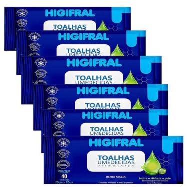 Imagem de Kit 6 Pacotes Lenços Umedecidos Adulto Higifral Suave 240UN